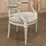 Set of 4 Antique French Louis XVI Painted Chairs with Cane and Fabric