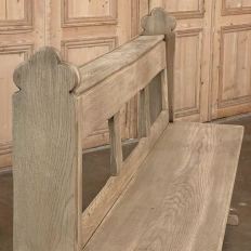 19th Century French Neogothic Hall Bench in Stripped Oak