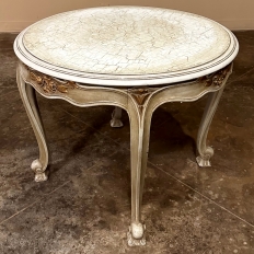 Antique Country French Painted Round End Table
