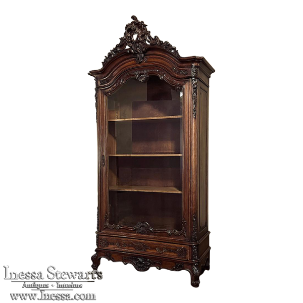 19th Century French Louis XV Walnut Display Armoire ~ Bookcase