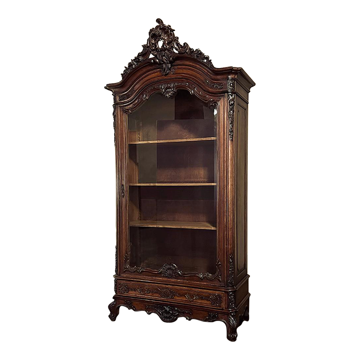 19th Century French Louis XV Walnut Display Armoire ~ Bookcase
