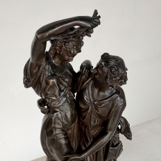19th Century Statue of Lovers in Spelter on Faux Marble