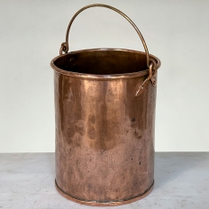 19th Century Hand-Hammered Copper Pot with Riveted Seams & Handles