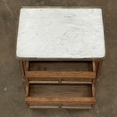 19th Century French Directoire Neoclassical Marble Top Nightstand ~ End Table