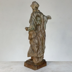 19th Century French Hand Carved and Painted Wood Statue