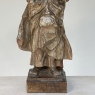 19th Century French Hand Carved and Painted Wood Statue