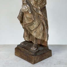 19th Century French Hand Carved and Painted Wood Statue