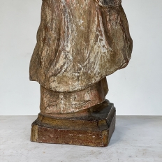 19th Century French Hand Carved and Painted Wood Statue