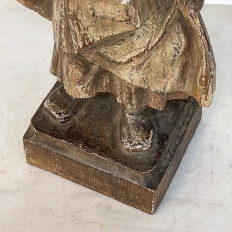 19th Century French Hand Carved and Painted Wood Statue