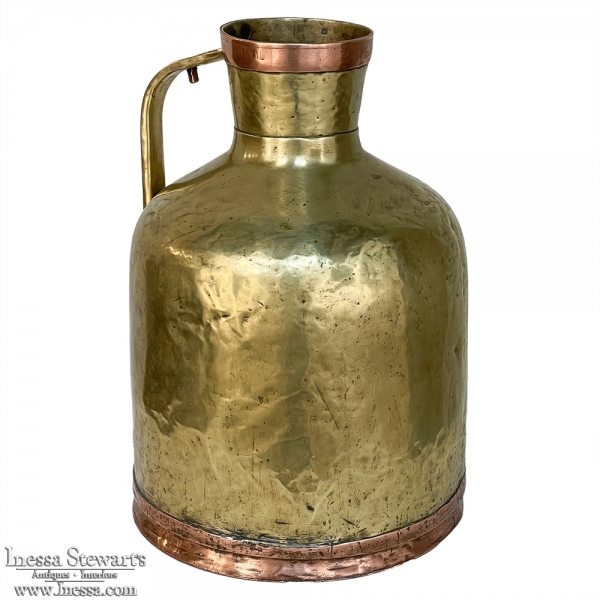 19th Century Copper & Brass Jug with Handle