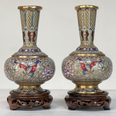 Pair Antique Cloissone Vases
