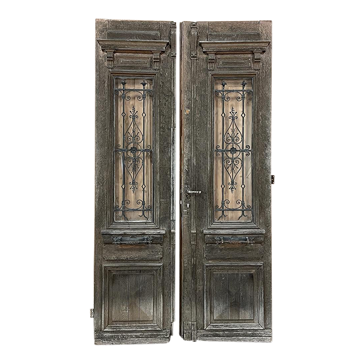 フランス　アンティーク　1800後期 Pair 19th Century Exterior French Doors with Wrought Iron