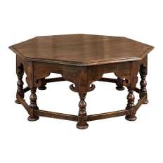 Antique Rustic Henri II Octagonal Oak Coffee Table