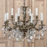 Antique French Louis XV Bronze & Crystal Chandelier