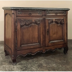 19th Century County French Walnut Buffet with Black Marble Top