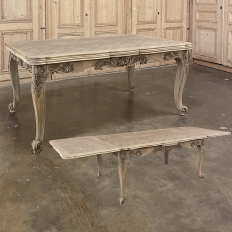 Antique French Louis XIV Draw Leaf Dining Table in Stripped Fruitwood