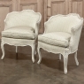Pair Antique French Painted Louis XV Style Petite Boudoir Chairs