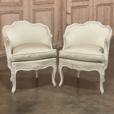 Pair Antique French Painted Louis XV Style Petite Boudoir Chairs