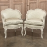 Pair Antique French Painted Louis XV Style Petite Boudoir Chairs