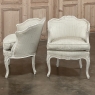 Pair Antique French Painted Louis XV Style Petite Boudoir Chairs