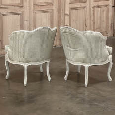 Pair Antique French Painted Louis XV Style Petite Boudoir Chairs