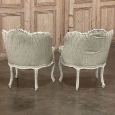 Pair Antique French Painted Louis XV Style Petite Boudoir Chairs