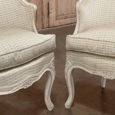 Pair Antique French Painted Louis XV Style Petite Boudoir Chairs