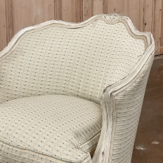 Pair Antique French Painted Louis XV Style Petite Boudoir Chairs