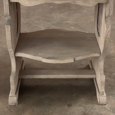 Rustic Neogothic Stripped Oak Round End Table