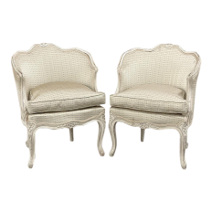 Pair Antique French Painted Louis XV Style Petite Boudoir Chairs