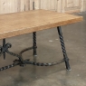 Mid-Century Country French Wrought Iron and Oak Coffee Table