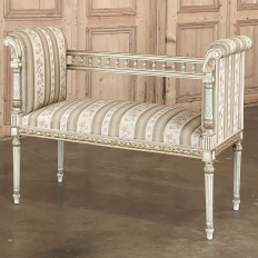 19th Century French Louis XVI Neoclassical Armbench ~ Vanity Bench