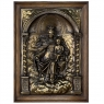 Antique Framed Embossed Brass Plaque of Madonna & Child