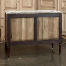 Antique French Louis XVI Neoclassical Marble Top Mahogany Commode