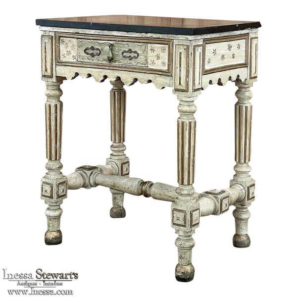 19th Century Italian Neoclassical Painted Marble Top End Table
