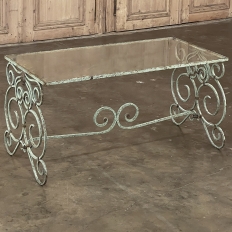 Belle Epoque Period French Painted Wrought Iron & Glass Coffee Table