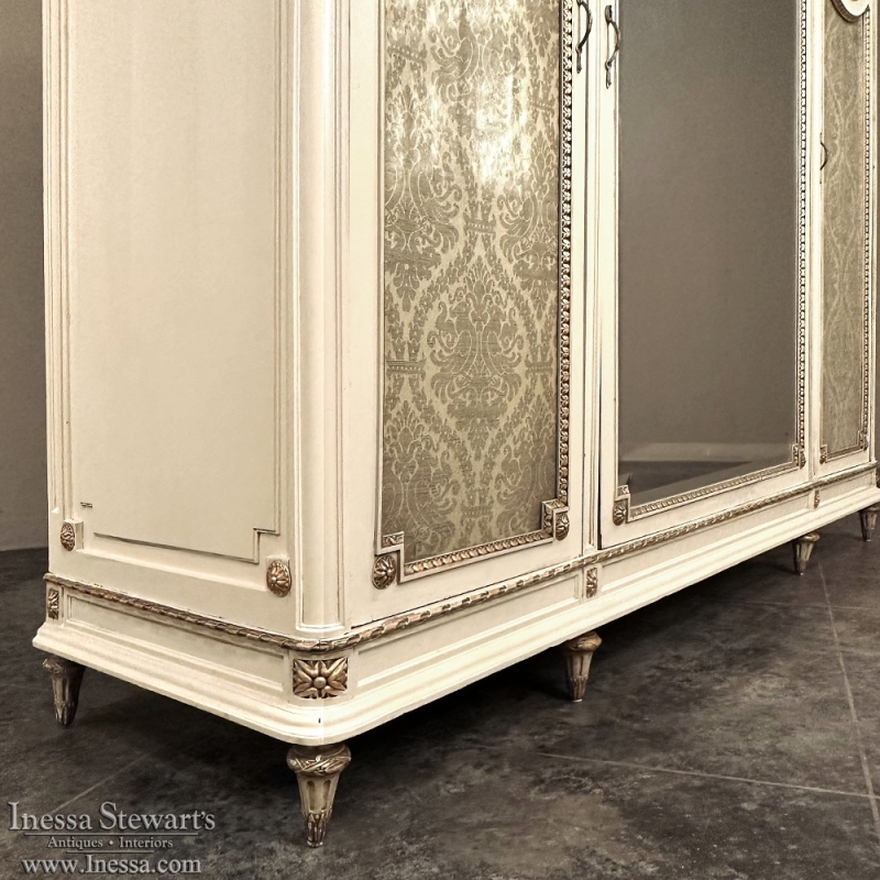 Antique Italian Neoclassical Painted Triple Armoire