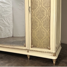 Antique Italian Neoclassical Painted Triple Armoire