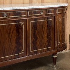 Grand Antique French Louis XVI Mahogany Buffet with Carrara Marble Top