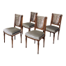 Set of Four 19th Century French Louis XVI Walnut Salon Chairs with Embroidered Mohair
