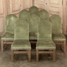 Set of 8 Antique French Louis XIII Upholstered Dining Chairs