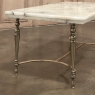 Mid-Century Neoclassical Travertine & Brass Coffee Table