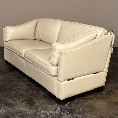 Mid-Century Modern English Knole Leather Sofa