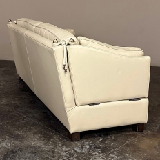 Mid-Century Modern English Knole Leather Sofa