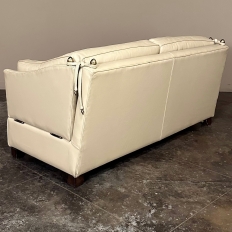 Mid-Century Modern English Knole Leather Sofa