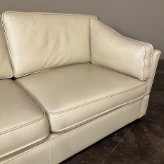 Mid-Century Modern English Knole Leather Sofa