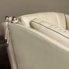 Mid-Century Modern English Knole Leather Sofa