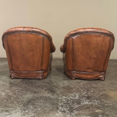Pair Vintage Chesterfield Leather Lounge Chairs ~ Club Chairs