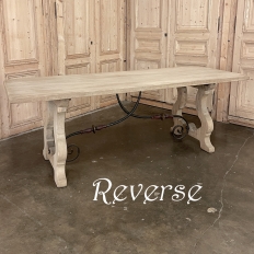 Vintage Spanish Colonial Dining Table with Wrought Iron in Solid Stripped Oak