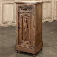 Rustic Antique Neoclassical Marble Top Nightstand ~ Pedestal